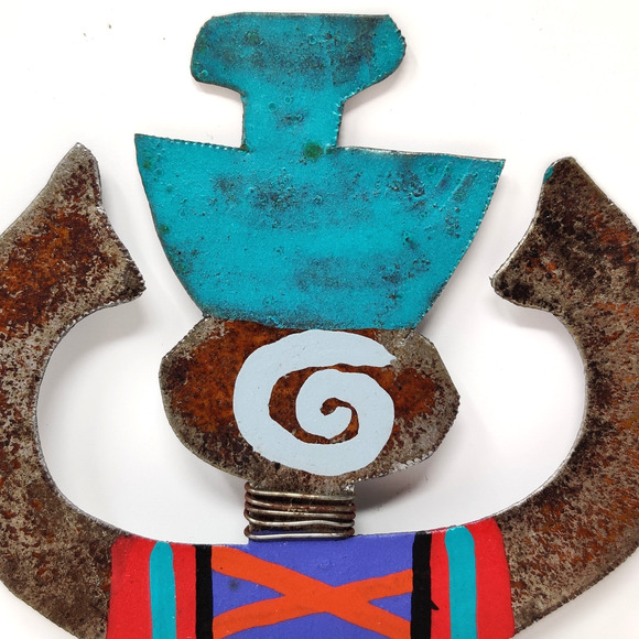 Bill Marcia Finks Signed Metal Brooch Pin Eclectic Tribal Statement Wearable Art - Picture 4 of 15